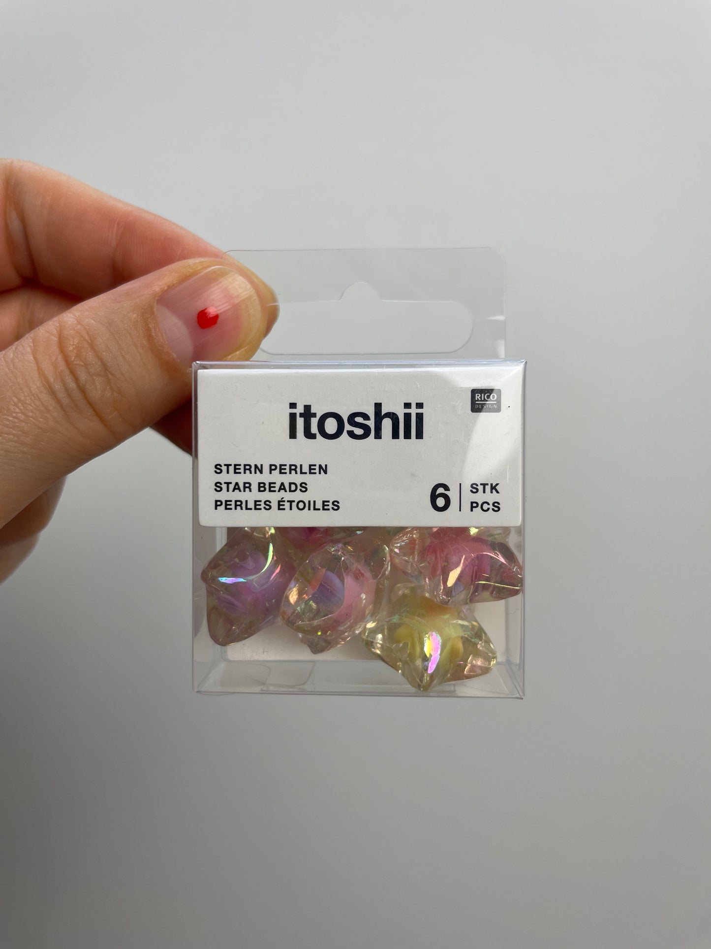 itoshii Stern Perlen holographisch 20x19x12mm 6 Stück