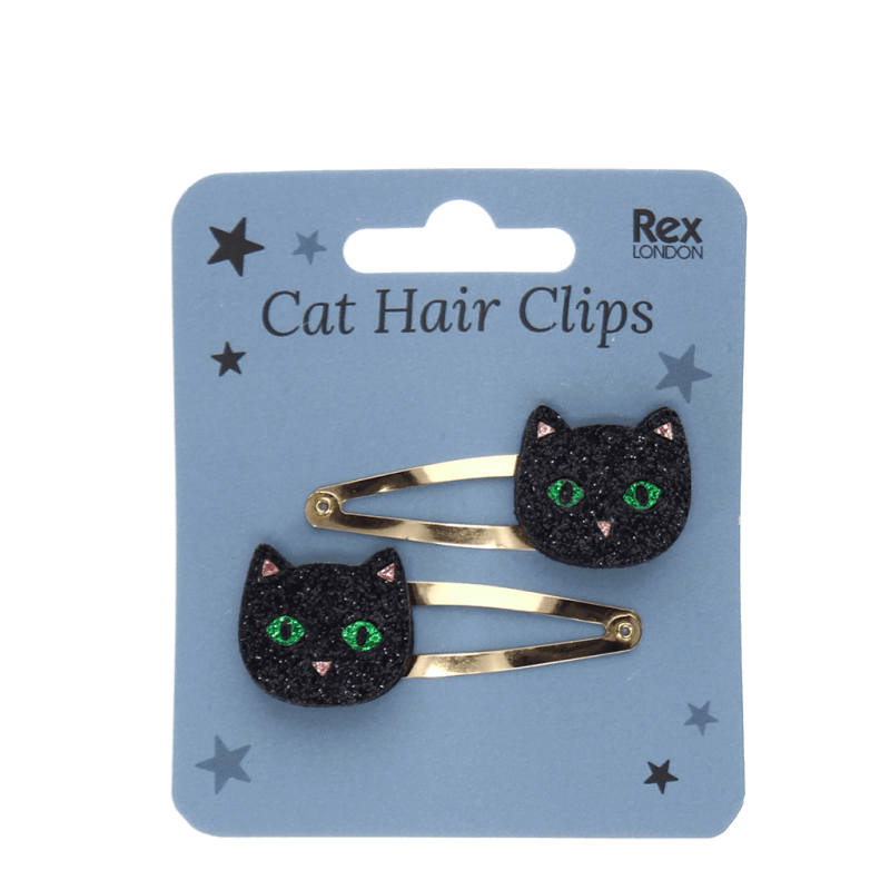 GLITZER HAARSPANGEN • SCHWARZE KATZE • 2ER SET
