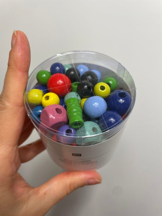 Holzperlenmix bunt 100g