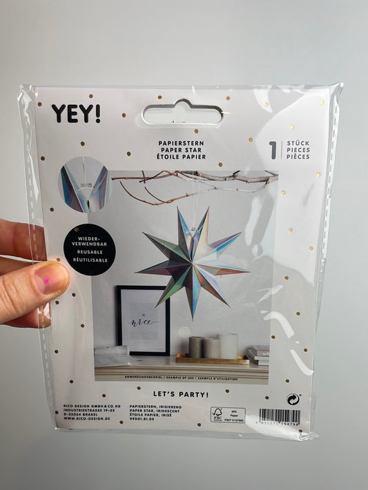 YEY! Let's Party • Papierstern auffaltbar 28cm irisierend