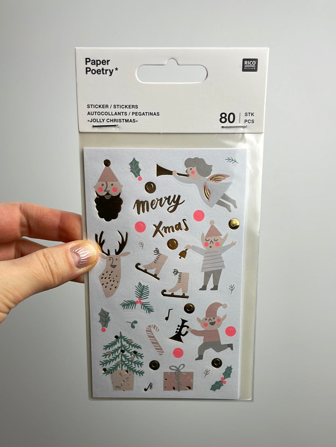 Paper Poetry Sticker Jolly Christmas pastell 4 Blatt