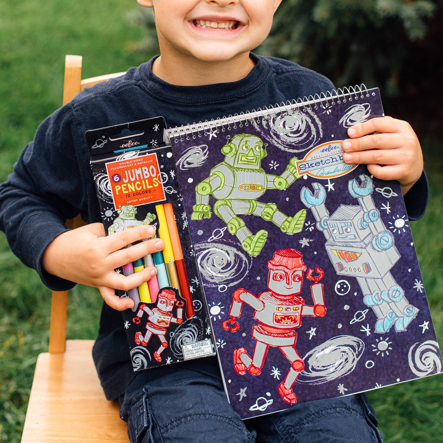 Silberner Roboter 6 Jumbo doppelseitige Spezialstifte