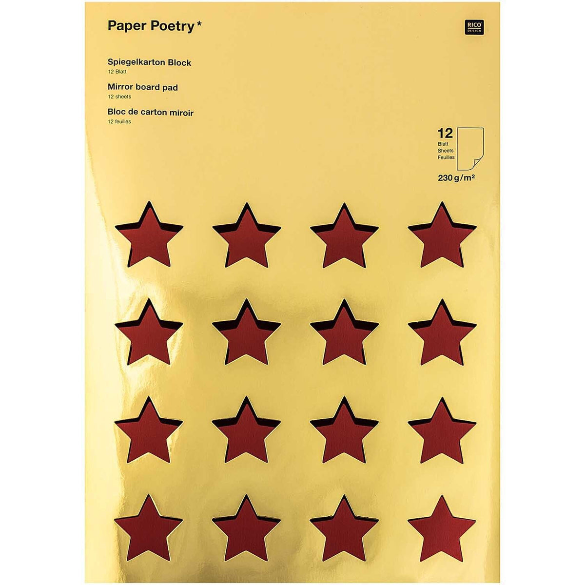 PAPER POETRY • SPIEGELKARTONBLOCK ROT GRÜN • 21x29,5CM 230g/m² 12 BLATT