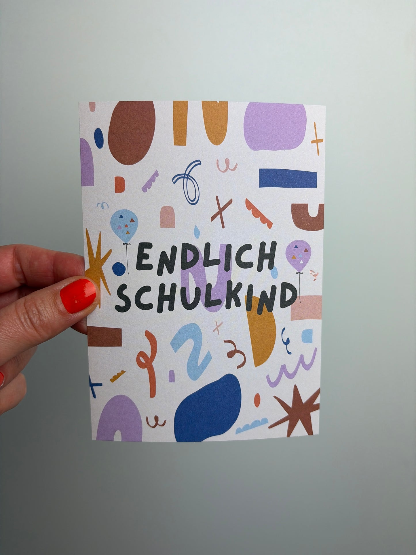 POSTKARTE • SCHULKIND KUNTERBUNT