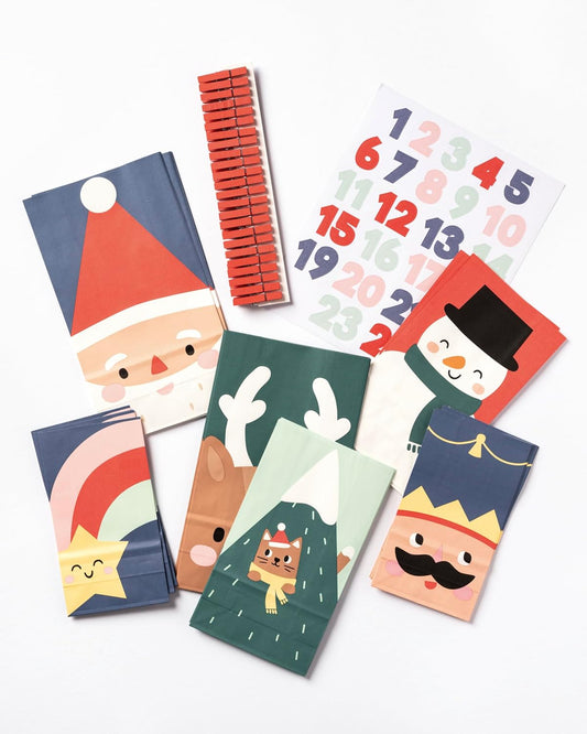 FOLIA • ADVENTSKALENDER SET • SANTA & FRIENDS • 72 TEILE