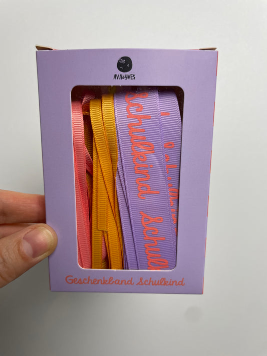 Schulkind Geschenkband-Set • Flieder