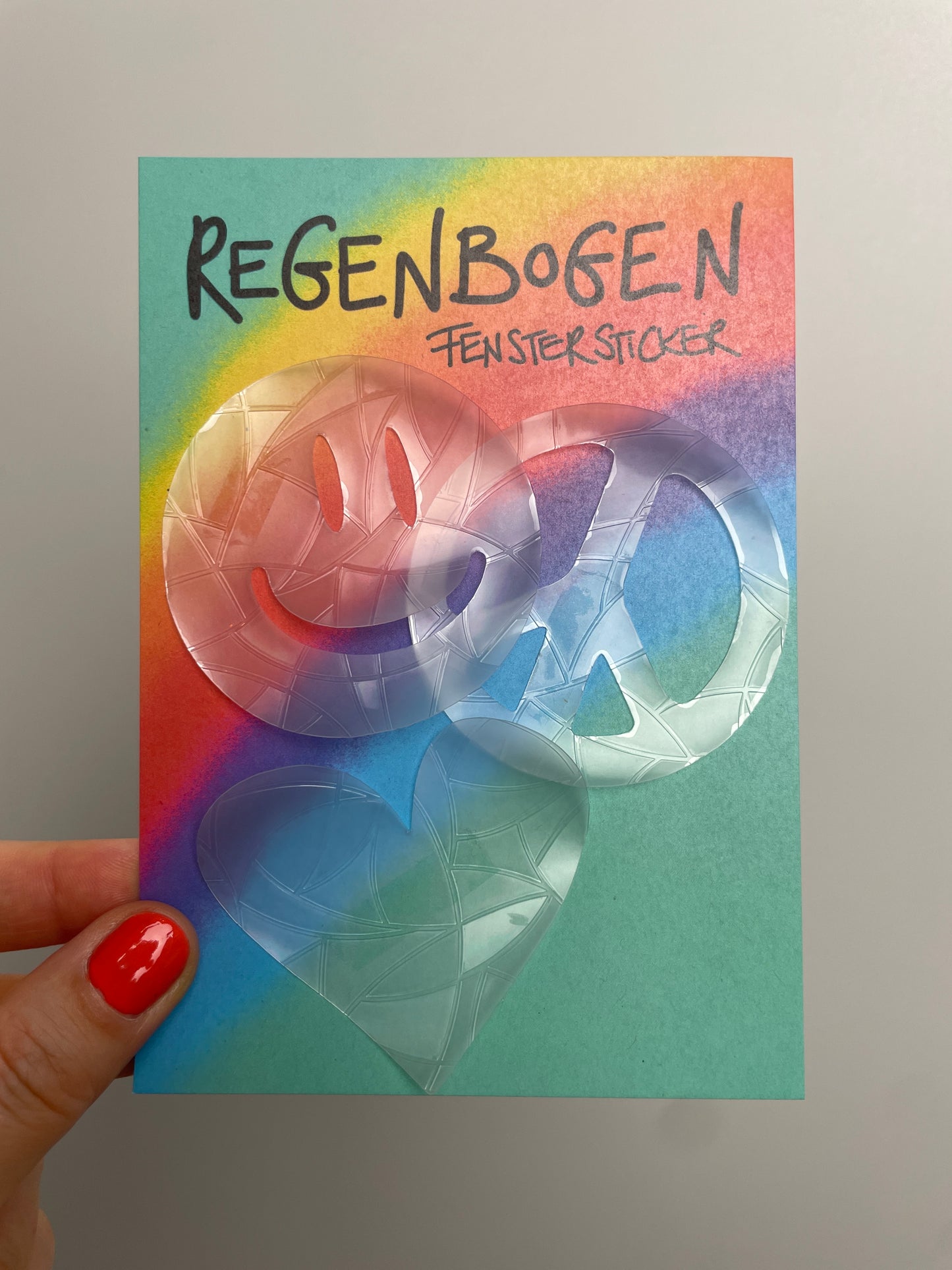 REGENBOGEN FENSTERSTICKER • HAPPY, PEACE & LOVE