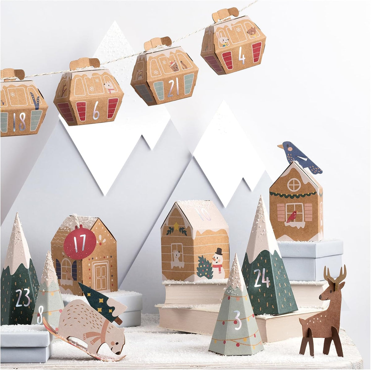 FOLIA • ADVENTSKALENDER SET• VILLAGE IN THE SNOW • 113 TEILE