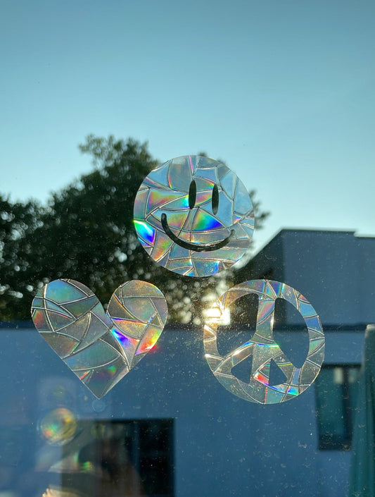 REGENBOGEN FENSTERSTICKER • HAPPY, PEACE & LOVE