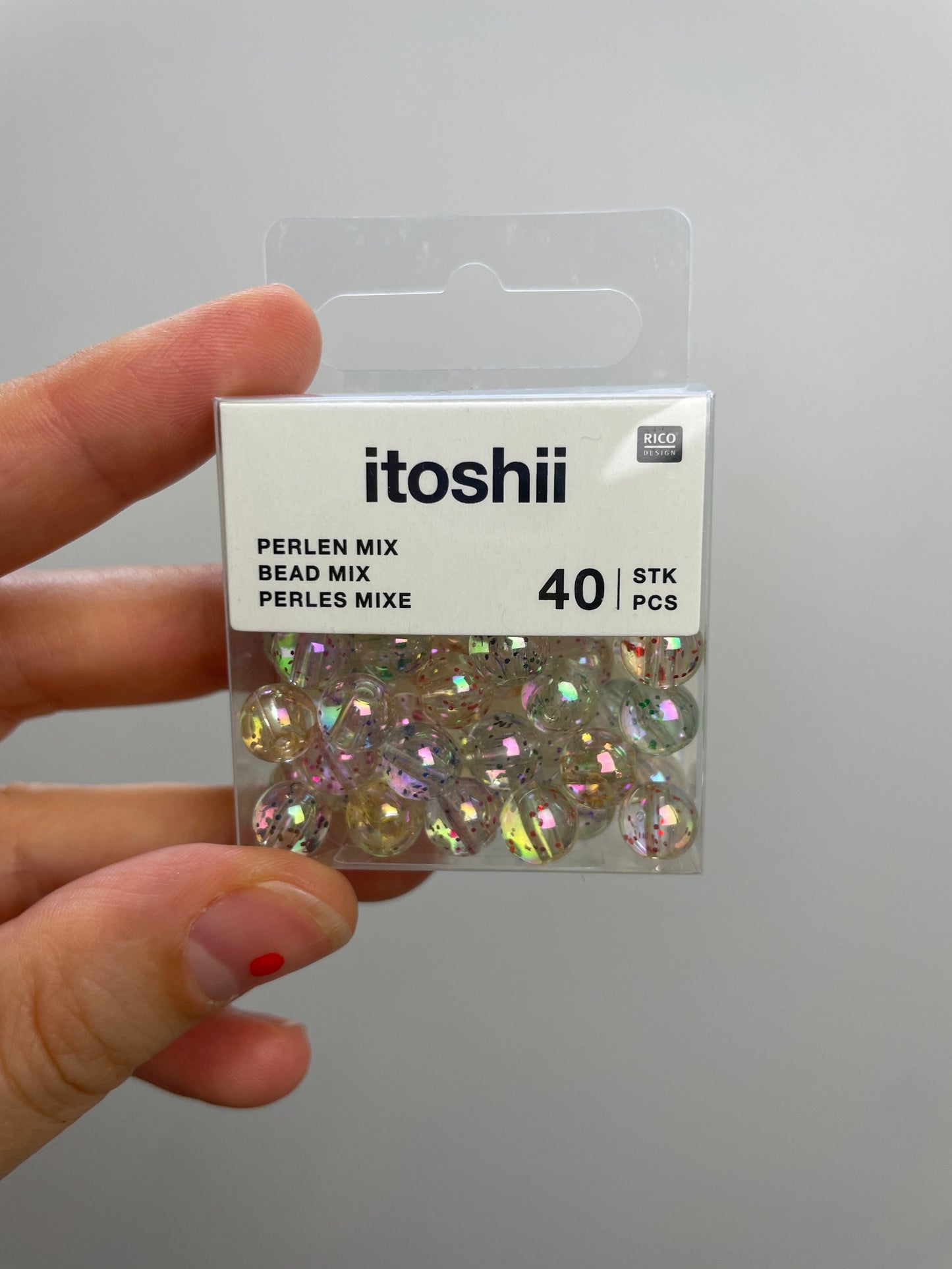 itoshii • Glitzerperlen Regenbogen holografisch • Ø8mm 40 Stück