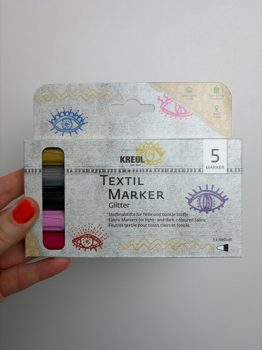 Textil Marker Glitter medium • 5er Set