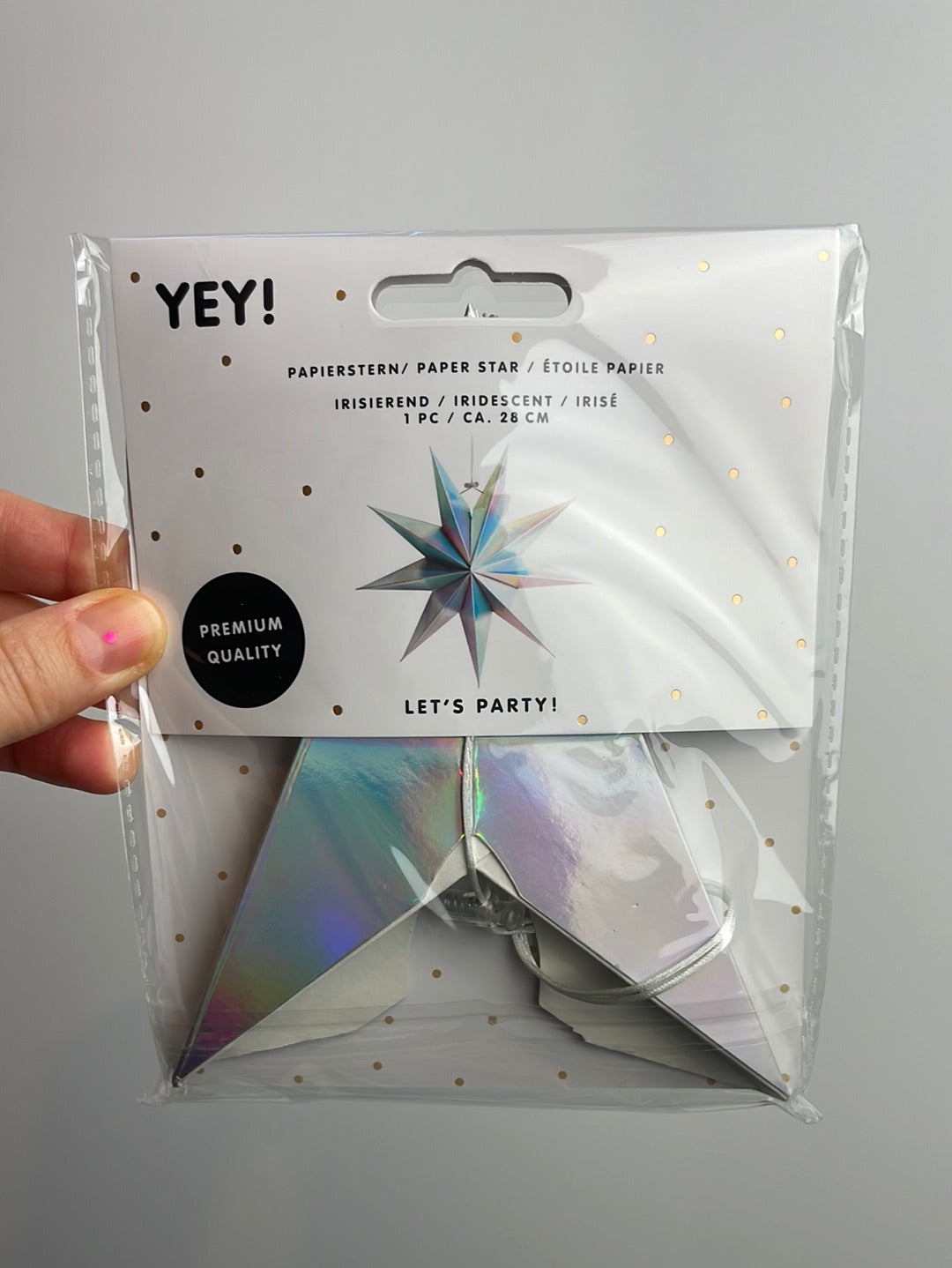 YEY! Let's Party • Papierstern auffaltbar 28cm irisierend