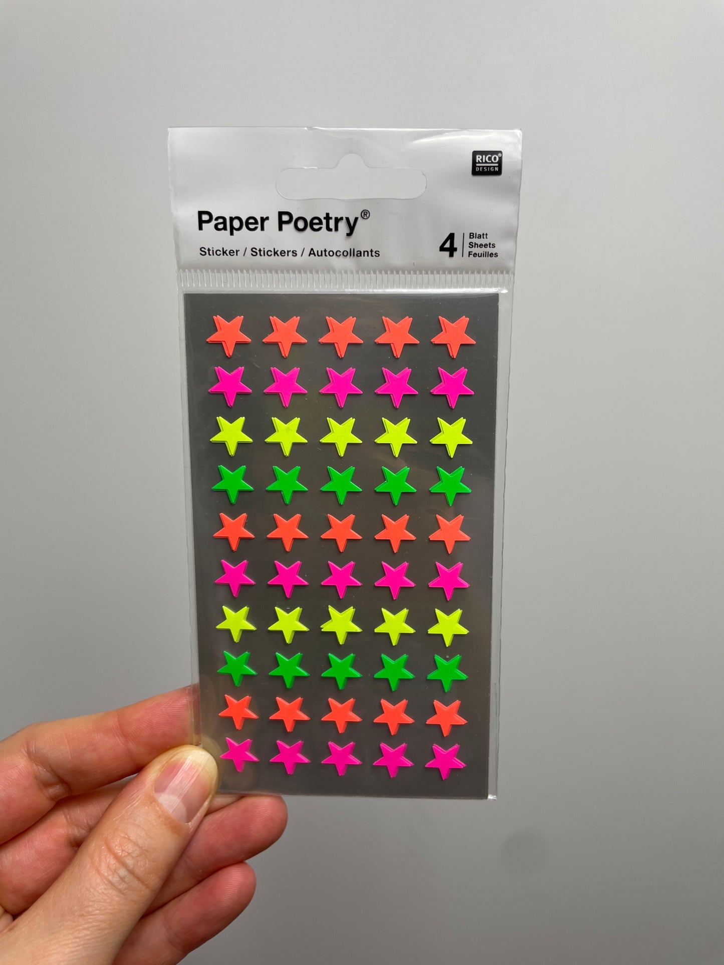 Paper Poetry • Sticker Sterne neon • 4 Blatt