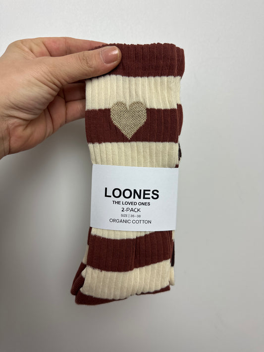 Socken STRIPES OF LOVE • 2 Pack • rust gold & dark chocolate