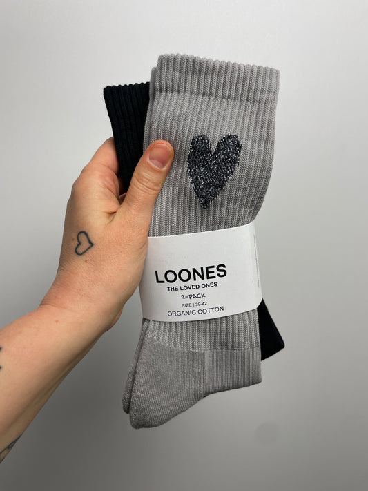 Socken The Big Heart • 2 Pack • silver glitter