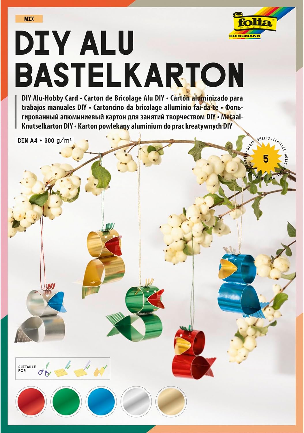 FOLIA • DIY ALU BASTELKARTION MIX BUNT • DIN A4, 5 BLATT