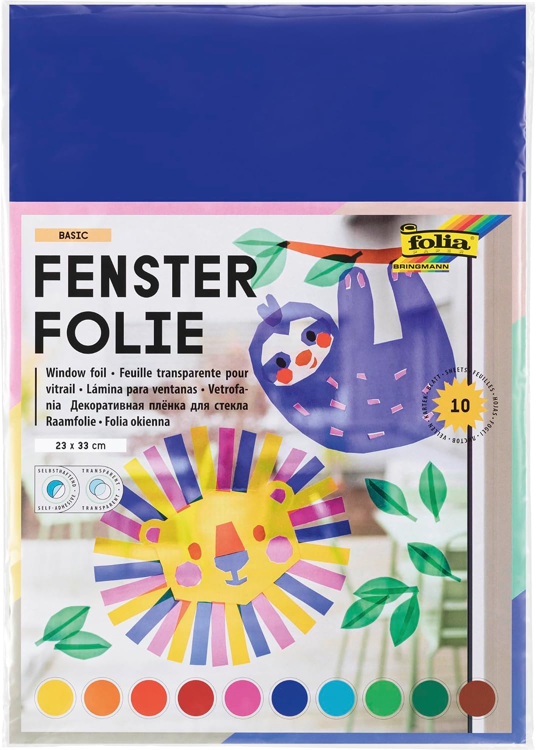 FOLIA • FENSTERFOLIE BASIC • TRANSPARENT SELBSTHAFTEND • 23 x 33CM, 10 BLATT