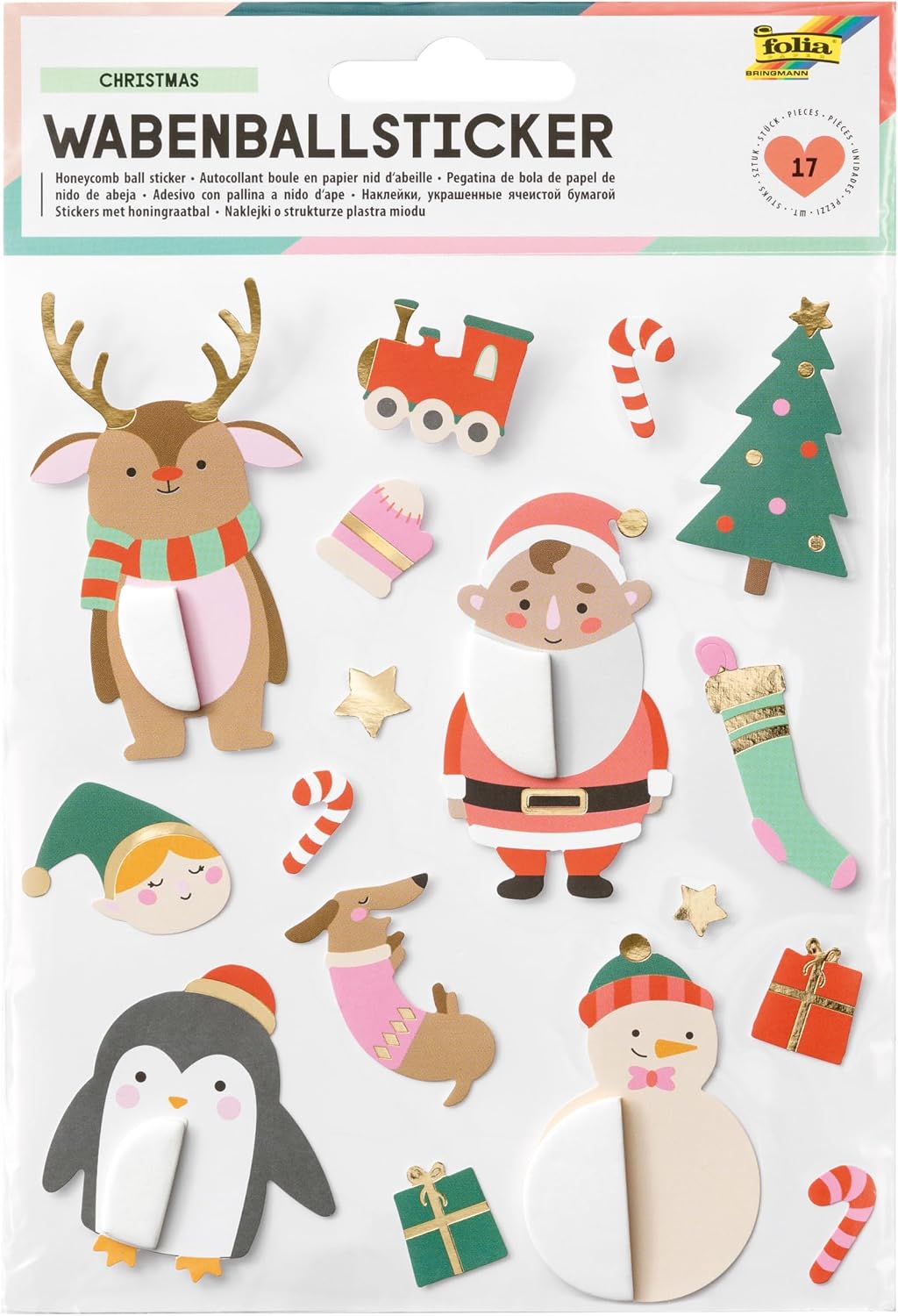 FOLIA • WABENBALL STICKER WEIHNACHTEN • 17 STICKER