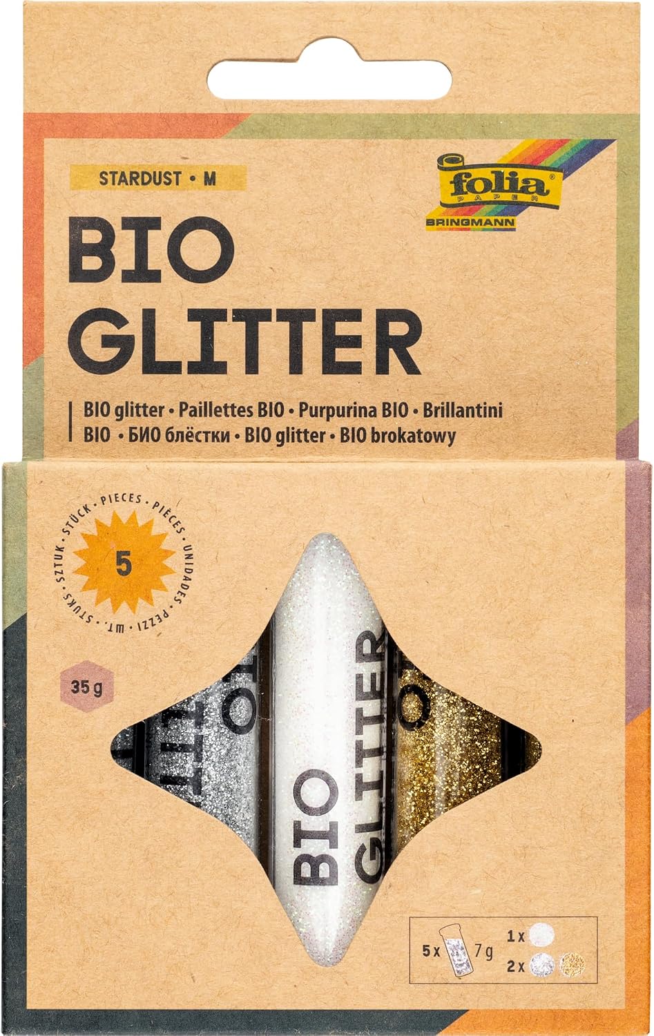 FOLIA • BIO GLITTER MIX • STARDUST • 5 DOSEN À 7 GRAMM