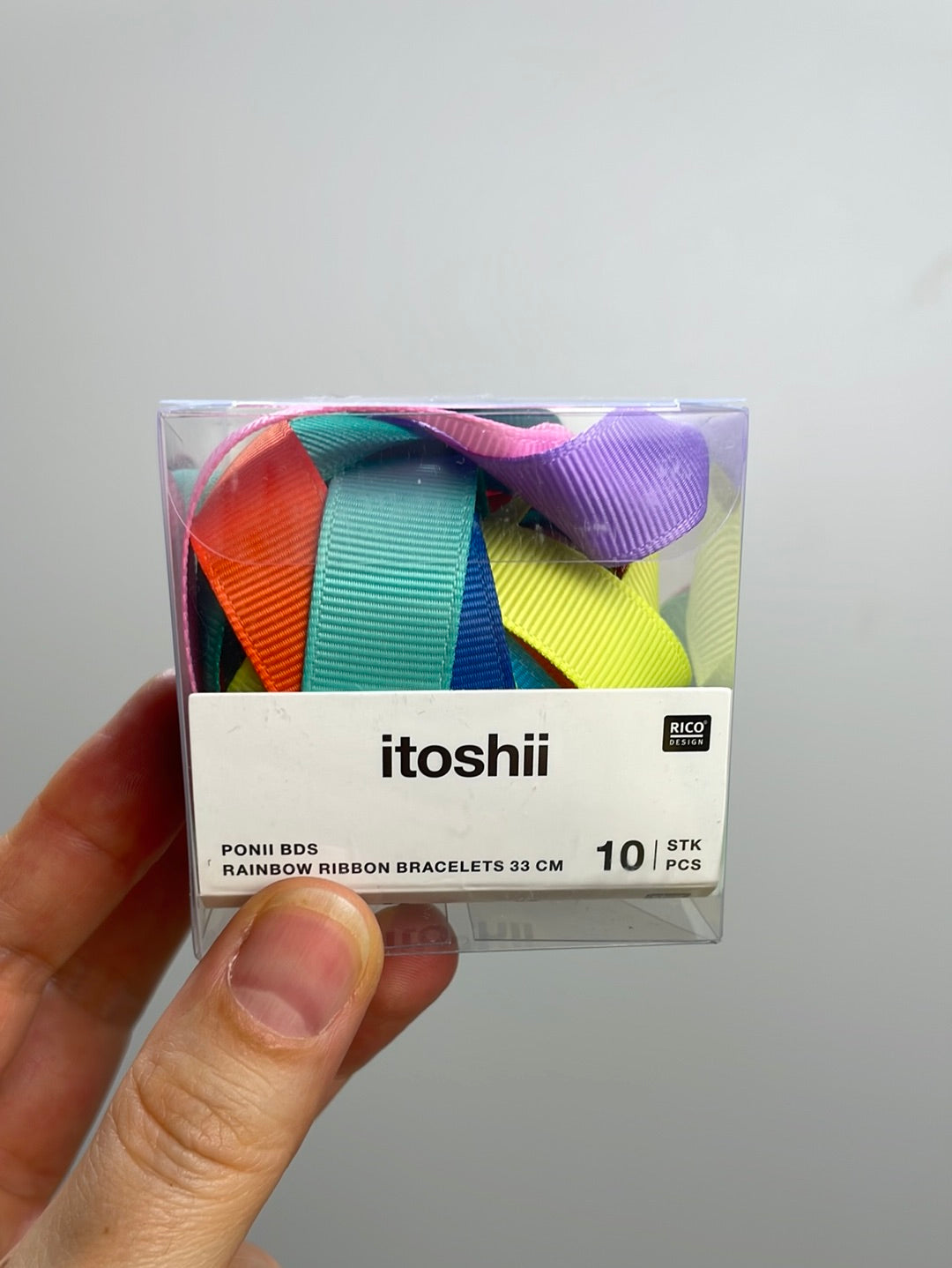 ITOSHII • PONII BEADS RIPSBAND ARMBÄNDER • REGENBOGEN • 10 STÜCK