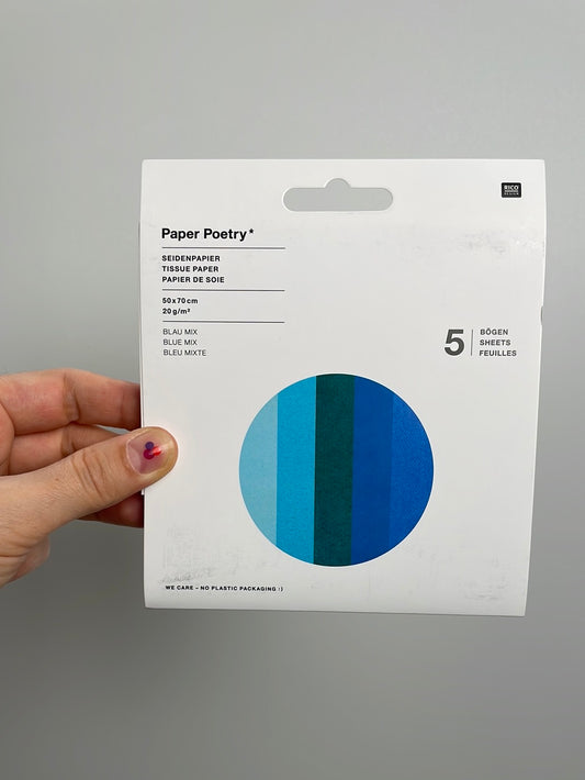 Paper Poetry • Seidenpapier blau sortiert 50x70cm 5 Bogen