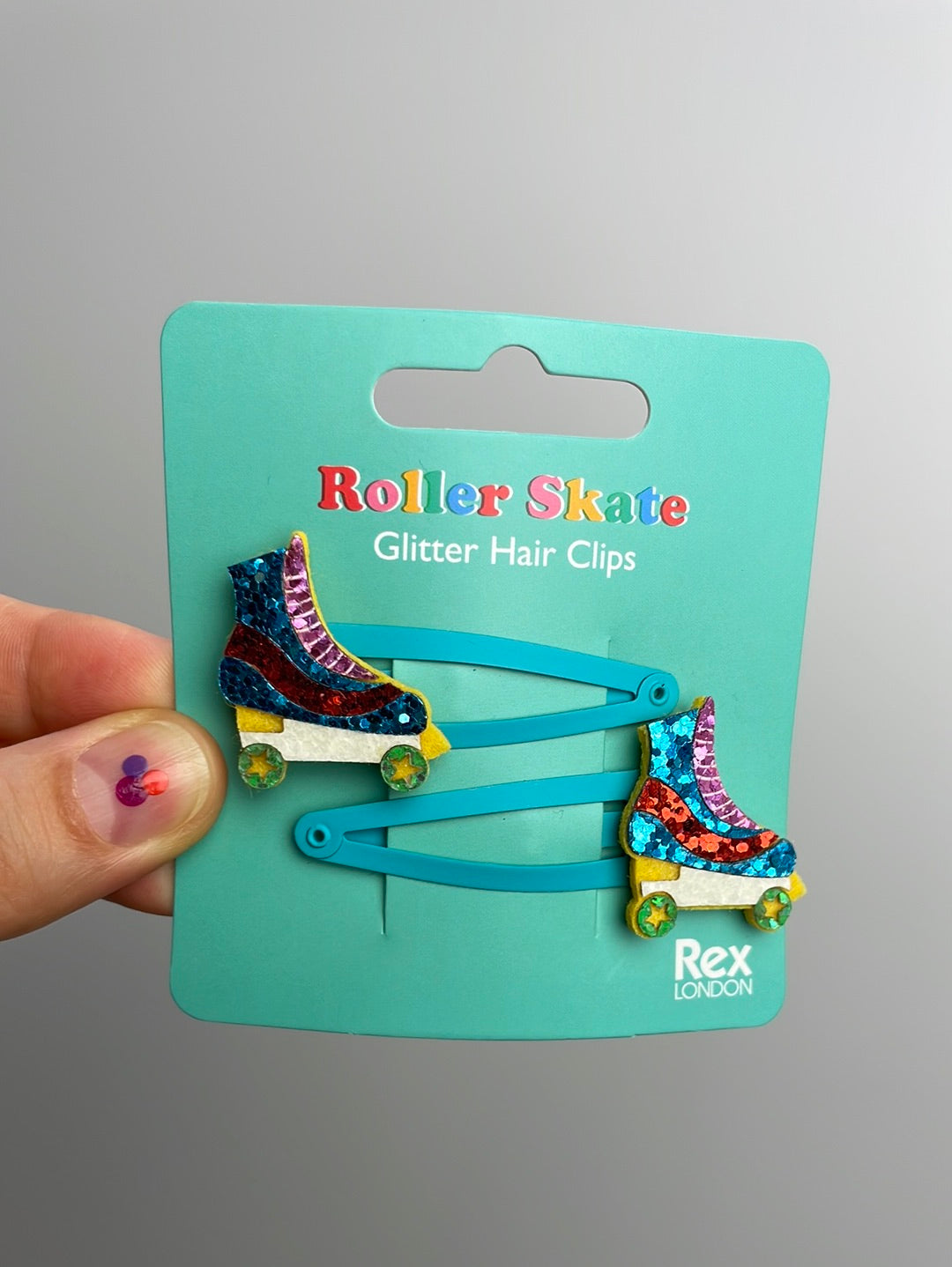 Glitzer Haarklammern 2er Set • Rollschuhe