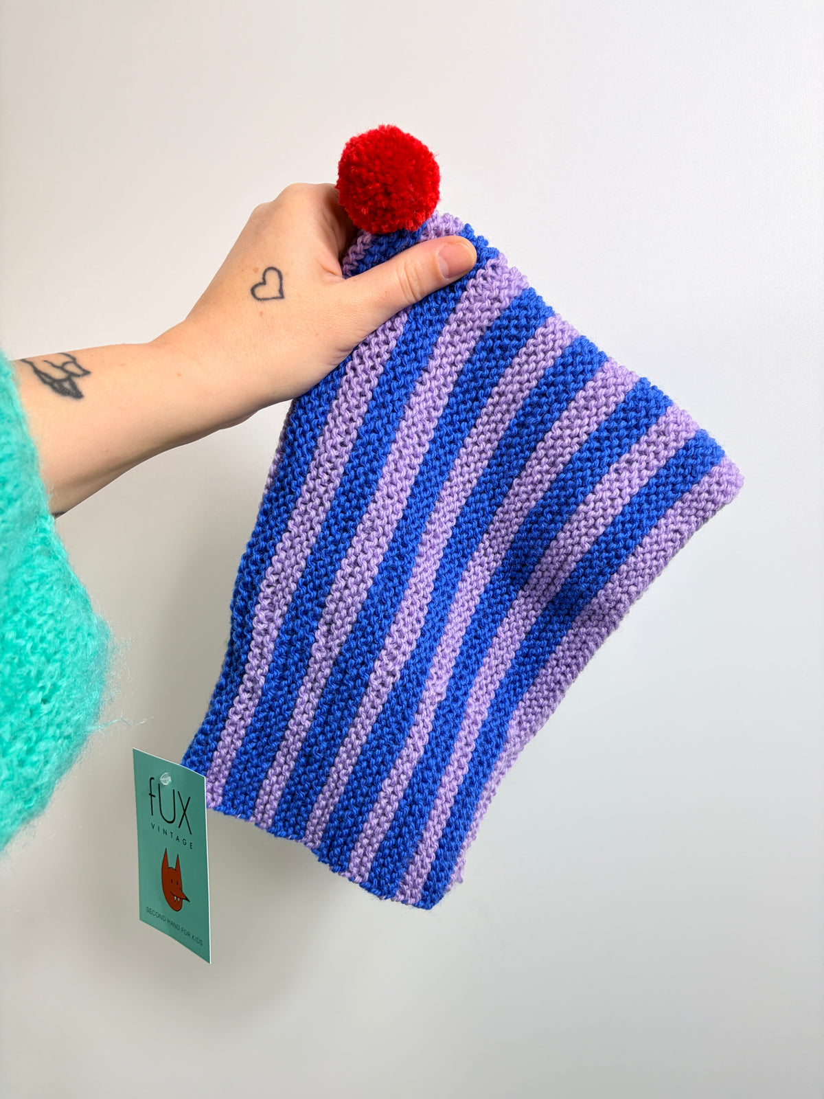 SCHLUPFMÜTZE • STRIPES & BOMMEL • HANDMADE BY fUXvintage