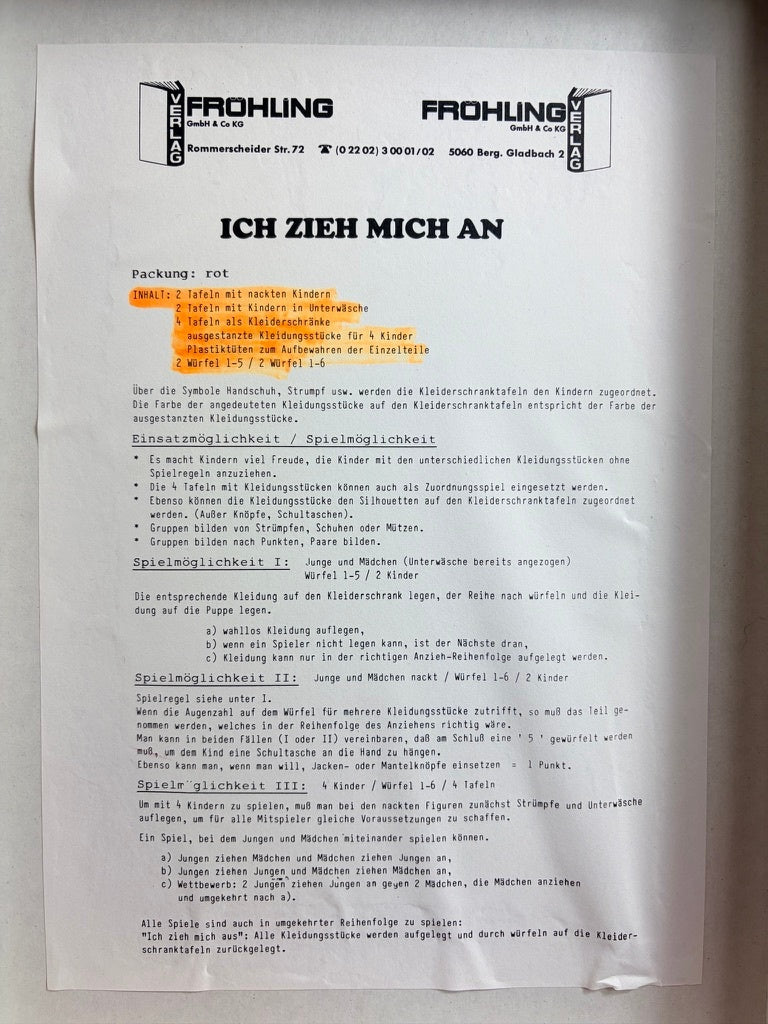 SPIEL •  ICH ZIEH MICH AN • FRÖHLING