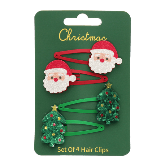 GLITZER HAARSPANGEN • WEIHNACHTEN • 4ER SET
