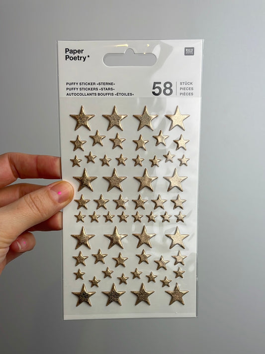 Paper Poetry • Puffy-Sticker Sterne gold 58 Stück