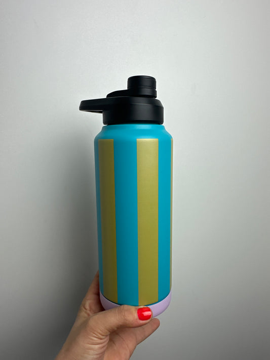 TRINKFLASCHE STRIPES • PETROL OLIVGOLD FLIEDER • 1000 ML