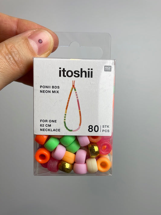 itoshii • Ponii Beads Neon Mix 9x6mm 80 Stück