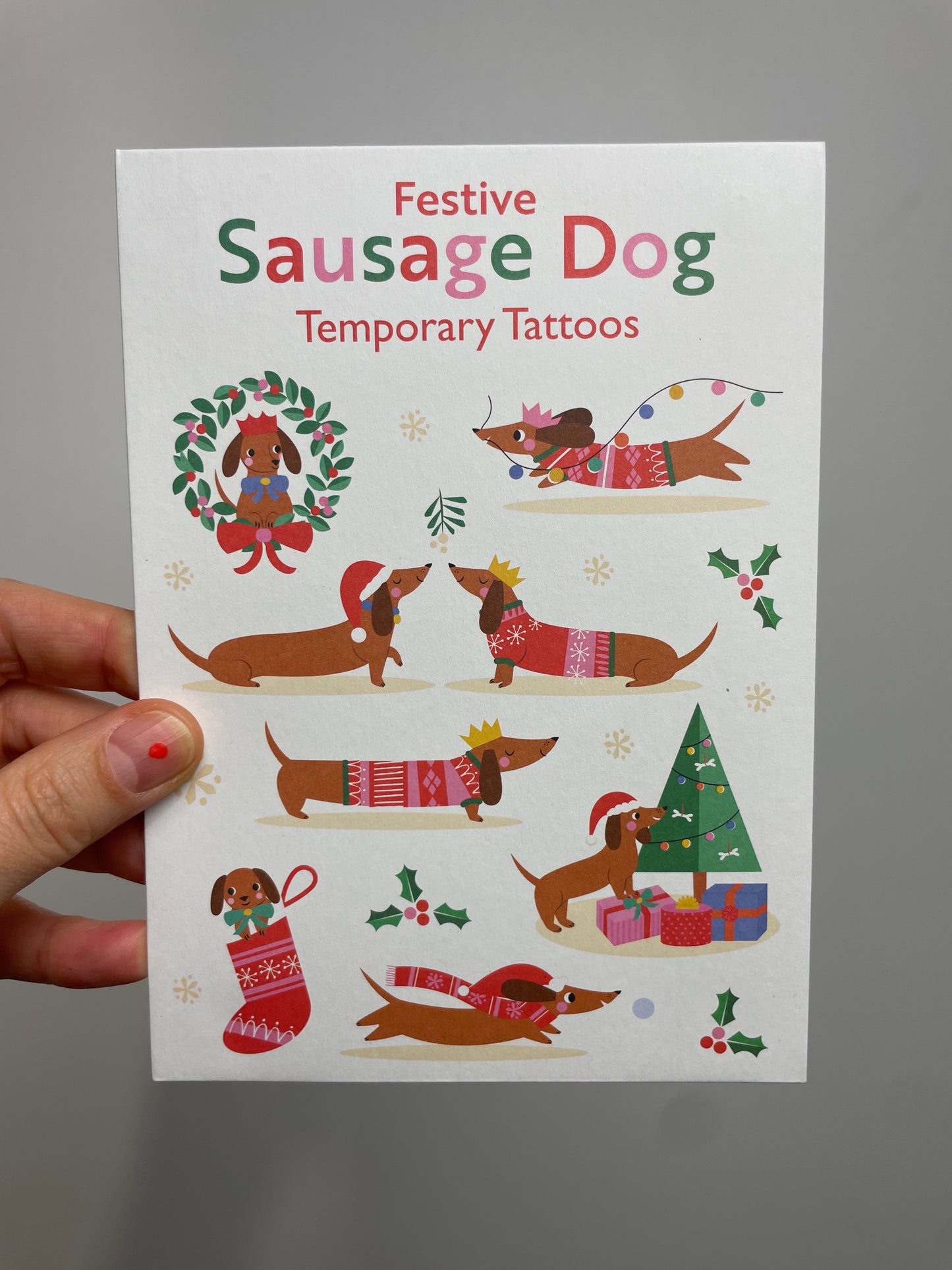 Temporary Tattoo • Festive Sausage Dog