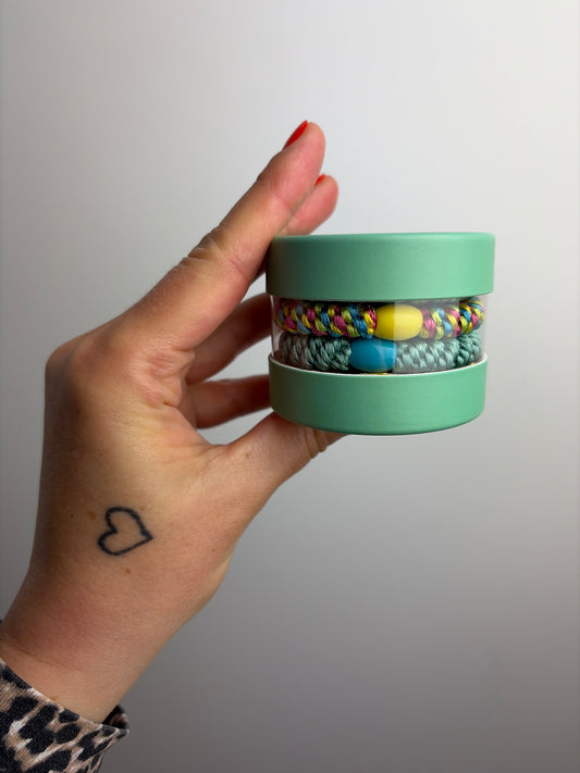 HAARGUMMI 4ER SET IN GESCHENKBOX • MINT GELB