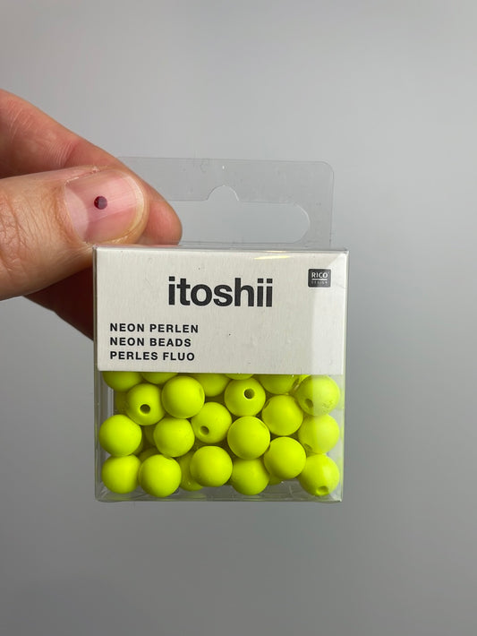 itoshii • Kunststoffperlen neon 8mm 40 Stück • neon gelb