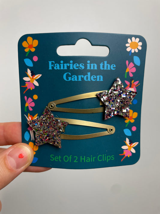 Glitzer Stern Haarspangen • Fairies in the Garden • 2er Set