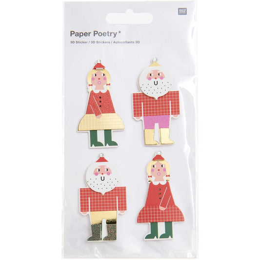 PAPER POETRY • 3D STICKER WEIHNACHTSMANN • 1 BLATT