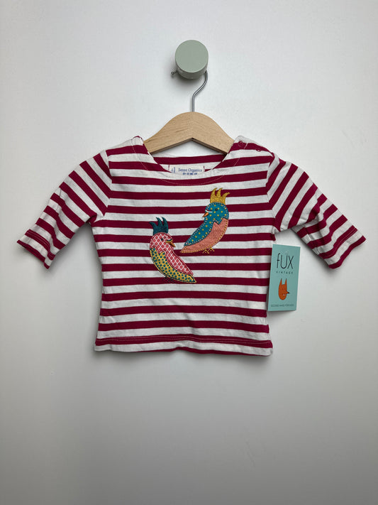 Langarmshirt Vögel & Streifen• 62 • sense organics