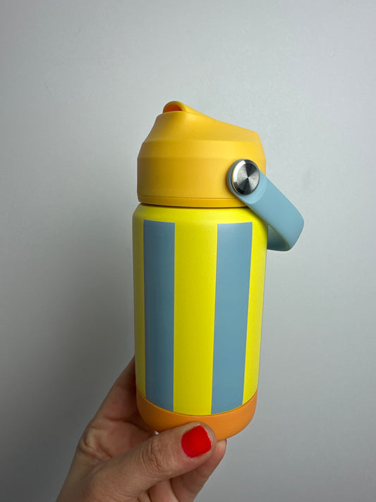 TRINKFLASCHE STRIPES • GELB HELLBLAU • 350 ML