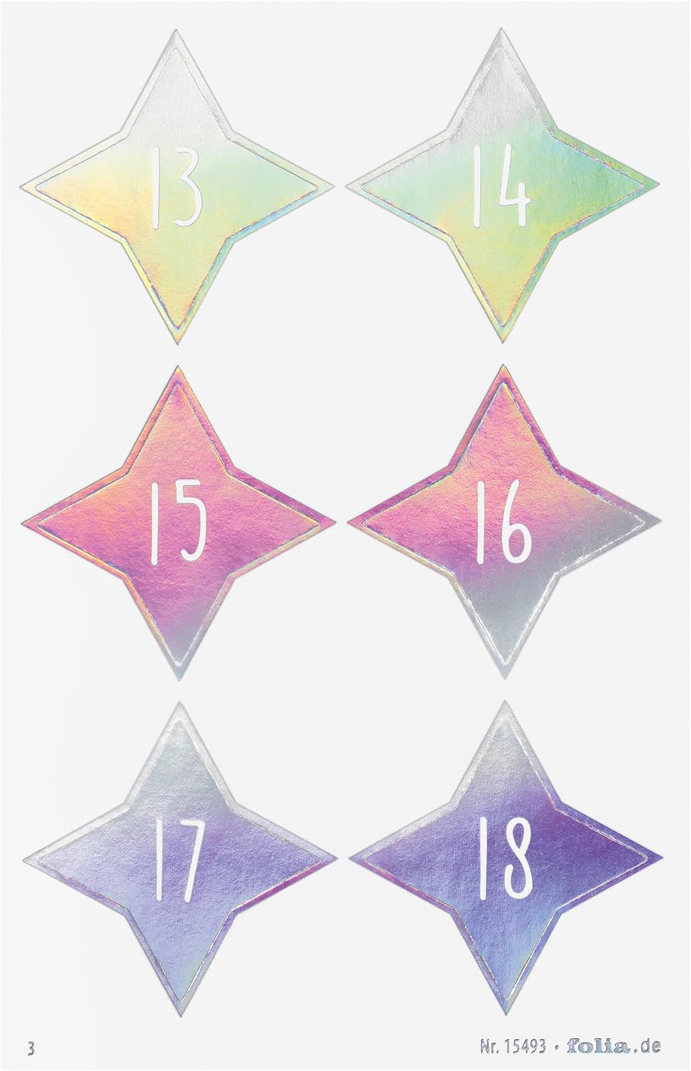 FOLIA • ADVENTSKALENDERSTICKER • FUNKEN IRISIEREND • 24 Sticker