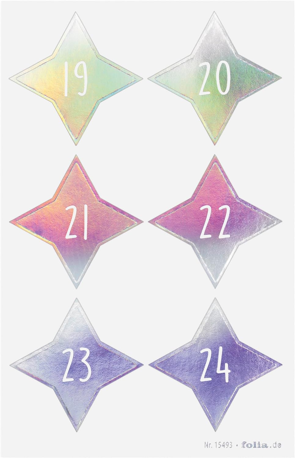 FOLIA • ADVENTSKALENDERSTICKER • FUNKEN IRISIEREND • 24 Sticker