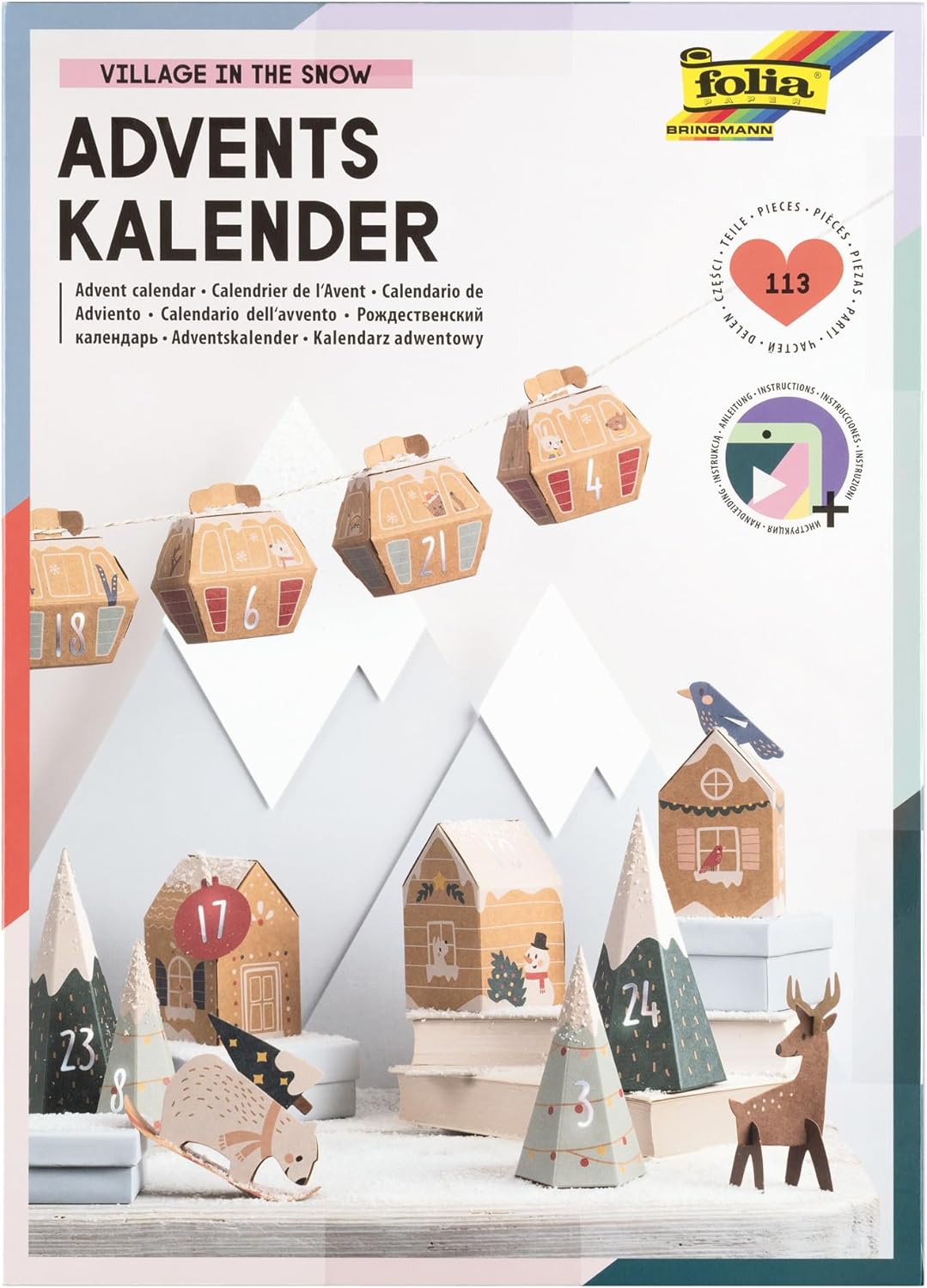 FOLIA • ADVENTSKALENDER SET• VILLAGE IN THE SNOW • 113 TEILE