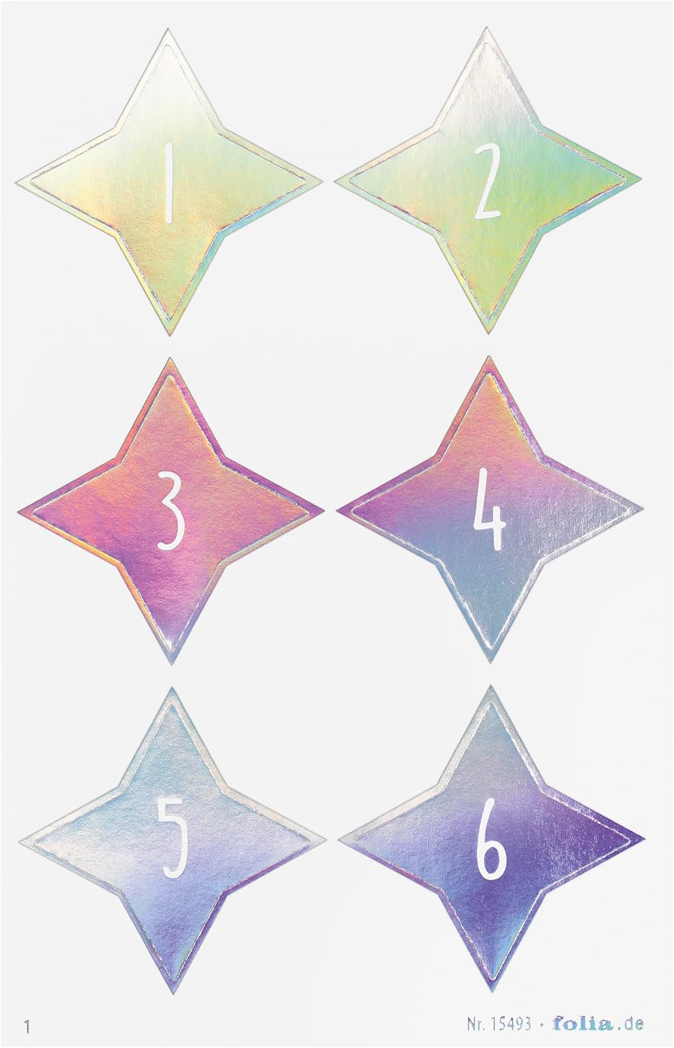 FOLIA • ADVENTSKALENDERSTICKER • FUNKEN IRISIEREND • 24 Sticker