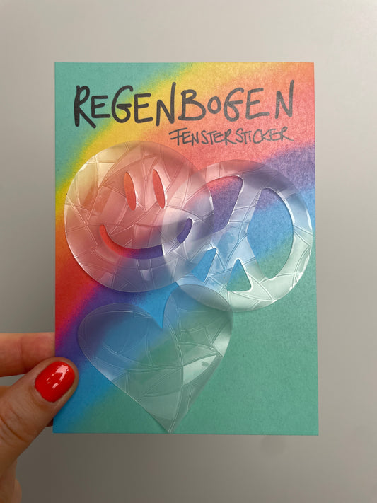 REGENBOGEN FENSTERSTICKER • HAPPY, PEACE & LOVE
