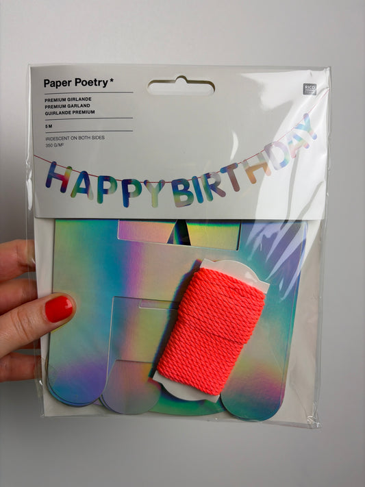 Girlande Happy Birthday • Irisierend • 5m