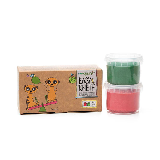 Bio-Easy-Knete vegan • 2er Set • Rot & Grün