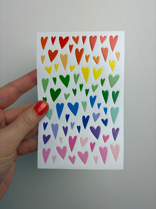 Paper Poetry • Sticker Herzen mehrfarbig verformt • 10x19cm • 4 Bogen