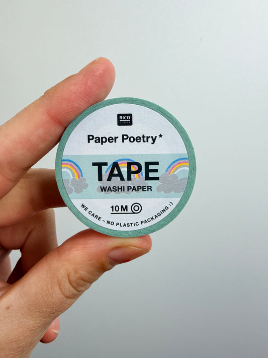 PAPER POETRY WASHI TAPE • REGENBOGEN IRISIEREND • 15MM x  10M