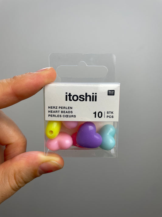 itoshii • Herz Perlen • pastell 18x16x9mm • 10 Stück