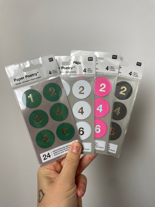 Paper Poetry • Adventskalender Sticker Zahlen 1-24
